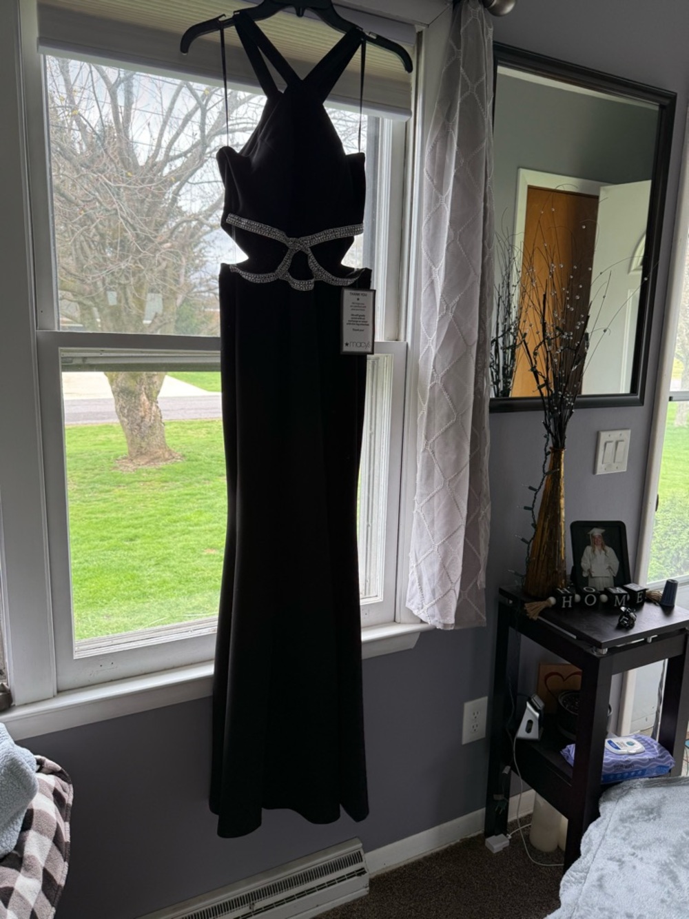 Speechless Black Prom Dress with Silver Beading cutouts
